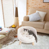 Luxury Cat Bed Soft Warm Plush Fabric Pet Nesting Chair Bed Stool Wood Legs with Cushion Pad Washable Waterproof for Small Pets - Image 3