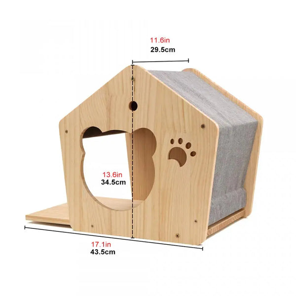 Pawsh Comfort™ Wall-Mounted Wooden Cat Tree – Shelves, Scratching Posts, Climbing Perches, Hammock, Steps & Ladder - Image 13