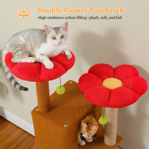 Pawsh Comfort™ Cactus Cat Tree – 133cm Indoor Cat Tower with 2 Padded Perches, 2 Condos & 2 Scratching Posts - Image 19