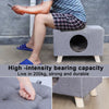 Cat Nest, Pet House Bench, Wood Pet House Cat Cave with Mat, Pet House Foot Rest Stool with Cushion, Cube House for Cats dogs - Image 3