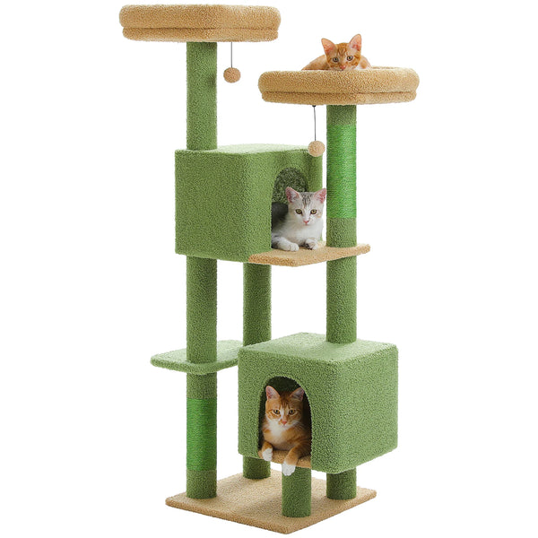 Pawsh Comfort™ Cactus Cat Tree – 133cm Indoor Cat Tower with 2 Padded Perches, 2 Condos & 2 Scratching Posts - Image 27