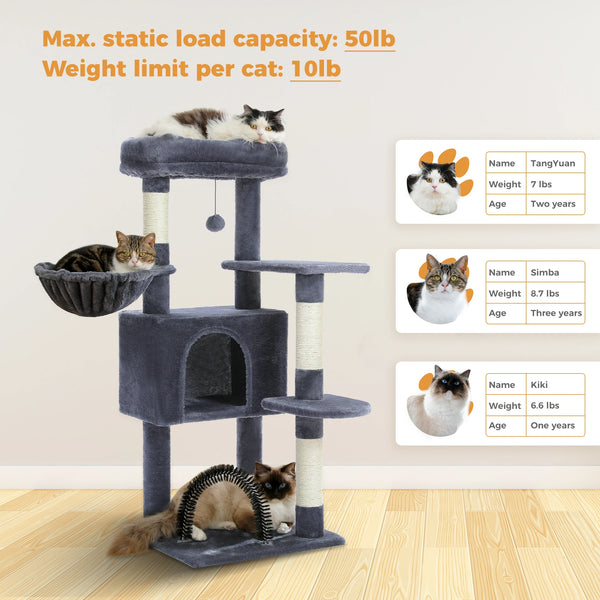 Cat Tree with Toy Cat Tower condo for Indoor Cats Cat House with Padded Plush Perch Cozy Hammock and Sisal Scratching Posts - Image 20