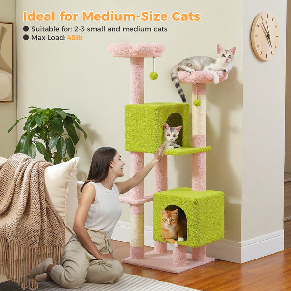 Pawsh Comfort™ Cactus Cat Tree – 133cm Indoor Cat Tower with 2 Padded Perches, 2 Condos & 2 Scratching Posts - Image 22