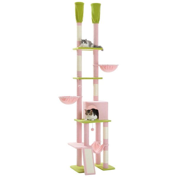 Pawsh Comfort™ Adjustable Floor-to-Ceiling Cat Tree – Tall Indoor Tower with Sisal Scratching Post, Cozy Condo, Hammock & Cat Toys - Image 20