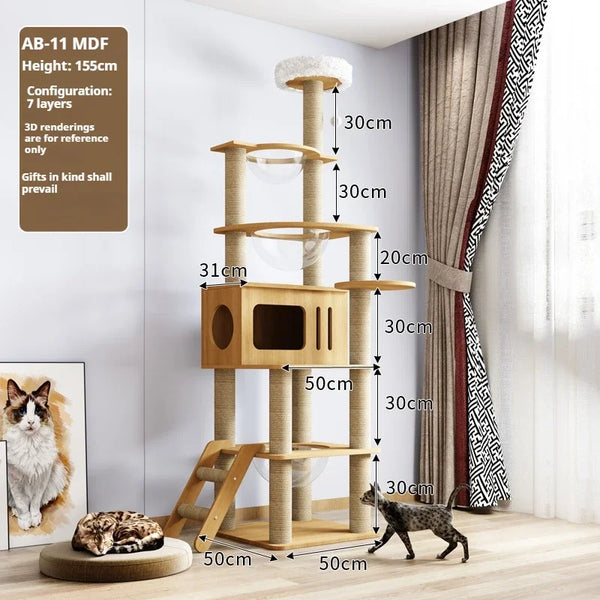 Pawsh Comfort™ Cat Climbing Frame Tower for Large Cats – Large Hammock, Sisal-Covered Scratching Posts, Cozy Condo & Top Perch - Image 22