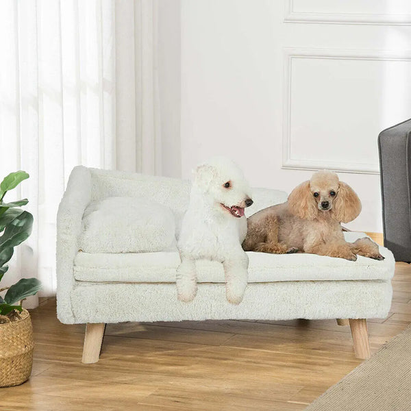 Elevated Pet Bed Solid Wood Leg Dog Cat Sofa for Indoor  L Shape Plush Couch Lounge with Soft Cushion - Image 8