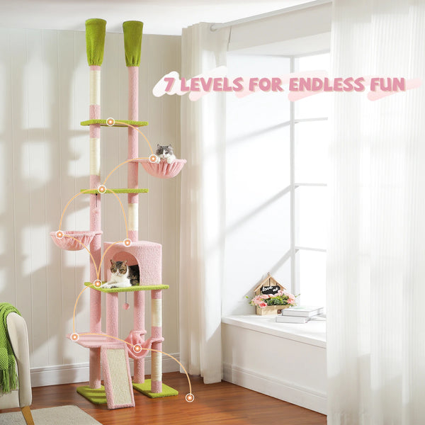 Pawsh Comfort™ Adjustable Floor-to-Ceiling Cat Tree – Tall Indoor Tower with Sisal Scratching Post, Cozy Condo, Hammock & Cat Toys - Image 8