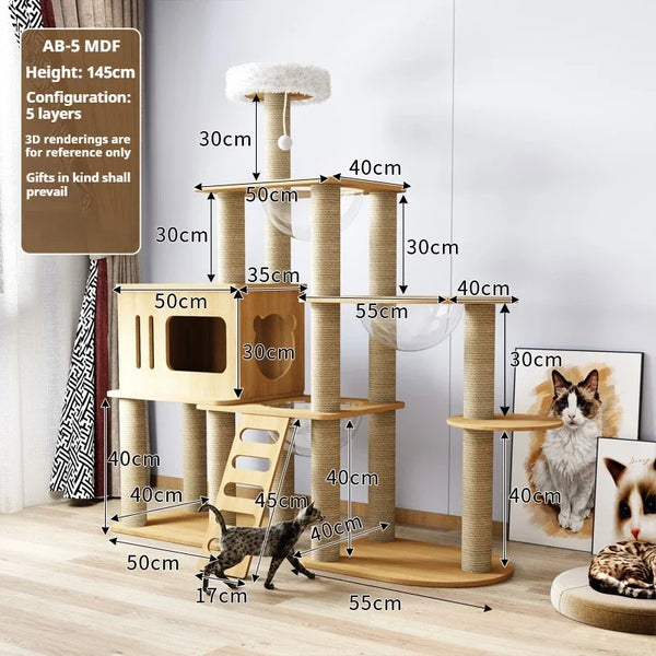 Pawsh Comfort™ Cat Climbing Frame Tower for Large Cats – Large Hammock, Sisal-Covered Scratching Posts, Cozy Condo & Top Perch - Image 25