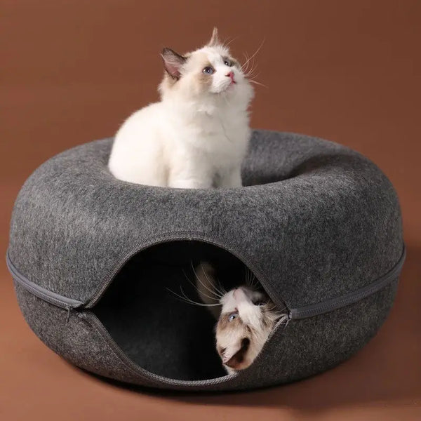 Donut Cat Bed Interactive Tunnel Pet Felt Indoor Toys Cats House Kitten Training Toy Cat Kennel Pets Supplies - Image 3