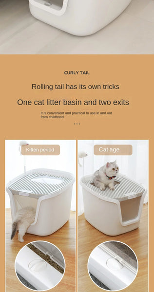 Super Large Cat Litter Box with Lift Cover – Spacious, Easy Clean, Multi-Directional Access - Image 9