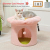 Cat Beds for Indoor Cats, Large Cat House with Removable Flower Cat Bed, Cute Cat Cave Cat Hideaway, Indoor Cat House Condo - Image 1
