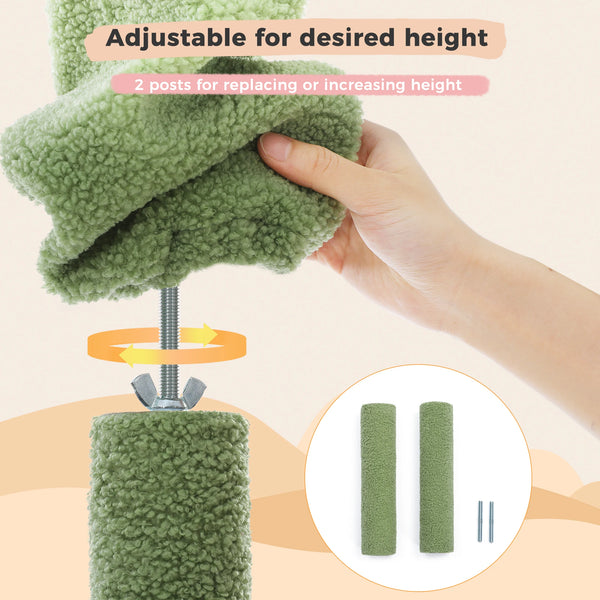 Pawsh Comfort™ Adjustable Floor-to-Ceiling Cat Tree – Tall Indoor Tower with Sisal Scratching Post, Cozy Condo, Hammock & Cat Toys - Image 17