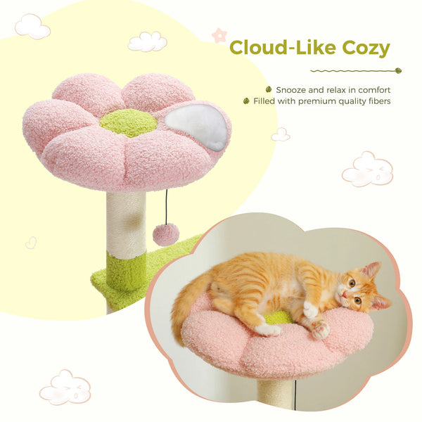 Flower Cat Tree, Multi-Level Cat Tower with Sisal Scratching Posts, Hammock, Ramp, Top Perch, Cat Condo for Indoor, Kitten Toys - Image 14