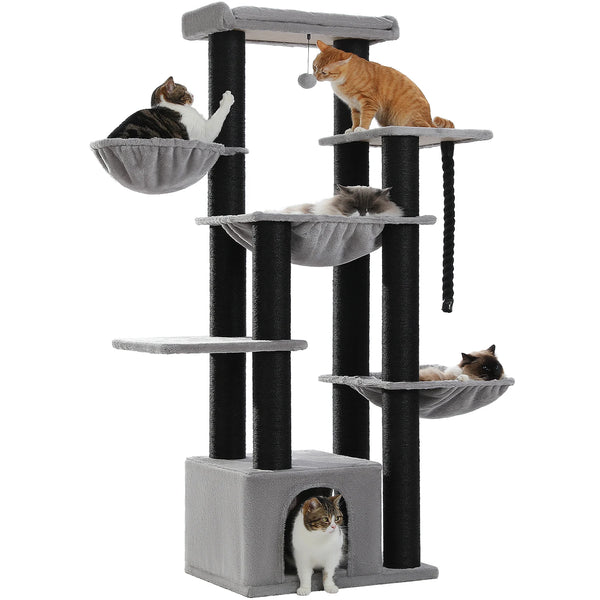 Pawsh Comfort™ Large Cat Tree for Big Cats – Robust Multi-Level Tower with Hammock, 11 Sisal Posts & Large Perch - Image 26
