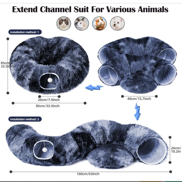 Kylinsure Plush Cat Tunnel Bed,Cat toy,Cat bed - Image 2