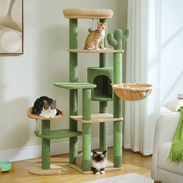 Pawsh Comfort™ Multi-Level Indoor Cat Tree – Tall Tower with Scratching Posts, Hammock, Large Perches, Hanging Balls & Spacious Condo House - Image 5