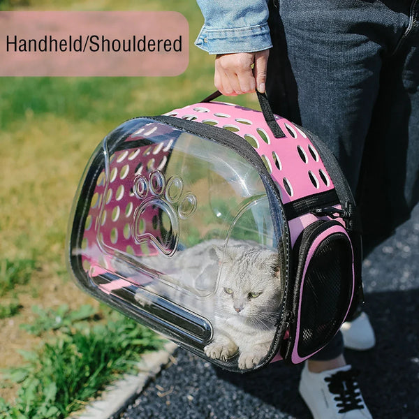 Pawsh Comfort™ Portable Transparent Capsule Cat Carrier Shoulder Bag – Breathable Outdoor Travel Handbag for Puppies & Kittens - Image 4