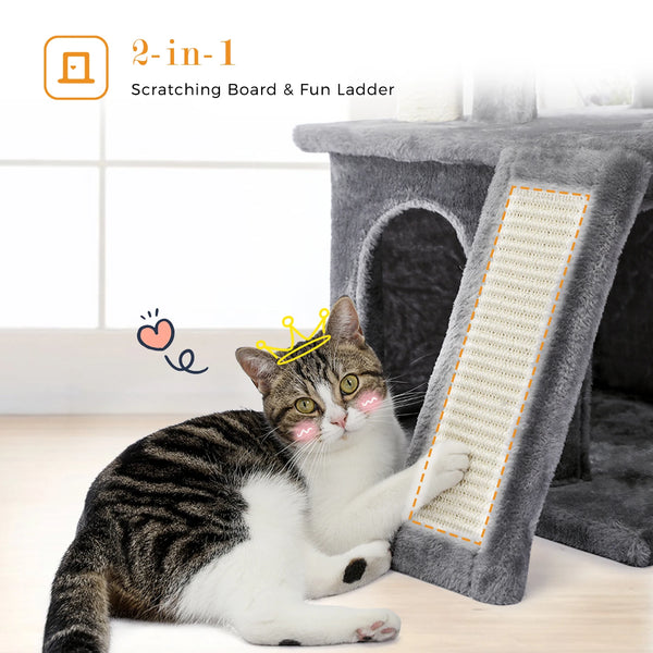 Pawsh Comfort™ Wooden Cat Tower – Double Condos, Spacious Perch, Fully Wrapped Sisal Scratching Posts & Replaceable Dangling Balls - Image 30