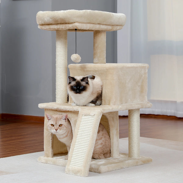Pawsh Comfort™ Wooden Cat Tower – Double Condos, Spacious Perch, Fully Wrapped Sisal Scratching Posts & Replaceable Dangling Balls - Image 23