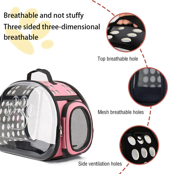 Pawsh Comfort™ Portable Transparent Capsule Cat Carrier Shoulder Bag – Breathable Outdoor Travel Handbag for Puppies & Kittens - Image 3