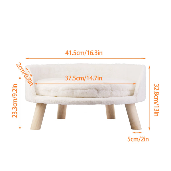 Luxury Soft Cat Bed Warm Plush Fabric Pet Nesting Chair Bed Washable Couch Wood Legs with Cushion Pad  for Small Pets - Image 13