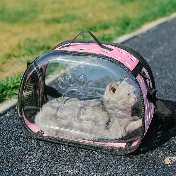 Pawsh Comfort™ Portable Transparent Capsule Cat Carrier Shoulder Bag – Breathable Outdoor Travel Handbag for Puppies & Kittens - Image 17