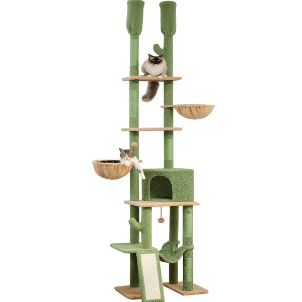 Pawsh Comfort™ Adjustable Floor-to-Ceiling Cat Tree – Tall Indoor Tower with Sisal Scratching Post, Cozy Condo, Hammock & Cat Toys - Image 22
