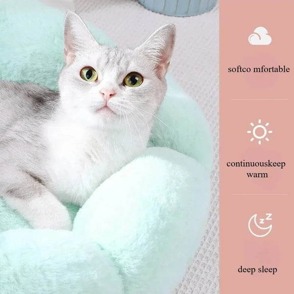 40CM Flower Soft Cat Bed Comfortable Sleep Pet Bed Cat Sleeping Mat Long Plush Dogs Basket Cushion Cat Mat Animals Sleeping Sofa - Image 5
