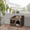 Wooden Cat Cave Bed Furniture Kitten Sleep Lounge House Bed with Cushion Pad Litter Box for Indoor Cats - Image 2
