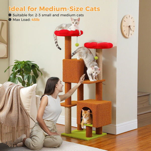Pawsh Comfort™ Cactus Cat Tree – 133cm Indoor Cat Tower with 2 Padded Perches, 2 Condos & 2 Scratching Posts - Image 18