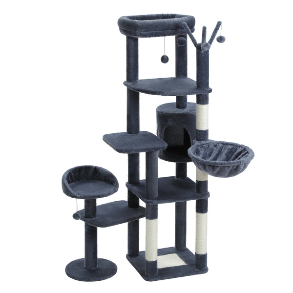Pawsh Comfort™ Multi-Level Indoor Cat Tree – Tall Tower with Scratching Posts, Hammock, Large Perches, Hanging Balls & Spacious Condo House - Image 35