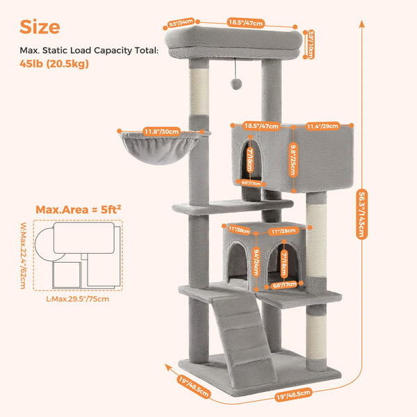 Cat Tree with Toy Cat Tower condo for Indoor Cats Cat House with Padded Plush Perch Cozy Hammock and Sisal Scratching Posts - Image 42