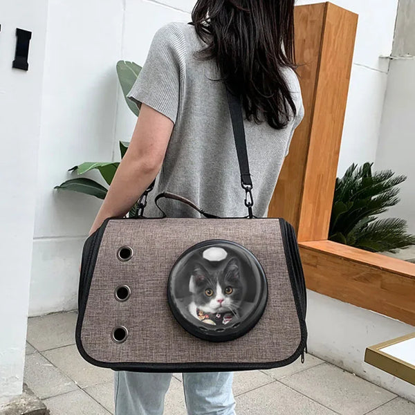Pawsh Comfort™ Portable Transparent Foldable Cat Backpack – Lightweight Breathable Handheld Tote for Pet Travel Essentials - Image 13