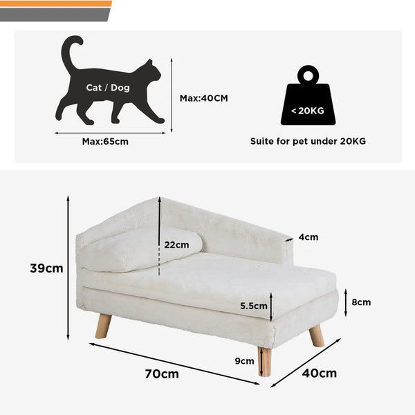 Elevated Pet Bed Solid Wood Leg Dog Cat Sofa for Indoor  L Shape Plush Couch Lounge with Soft Cushion - Image 6
