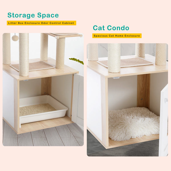 Pawsh Comfort™ Multi-Level Indoor Wood Cat Tree – Spacious Condo, Scratching Posts, Hammock, Top Perch & Cat Toys - Image 27
