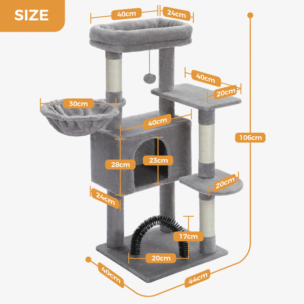 Cat Tree with Toy Cat Tower condo for Indoor Cats Cat House with Padded Plush Perch Cozy Hammock and Sisal Scratching Posts - Image 5