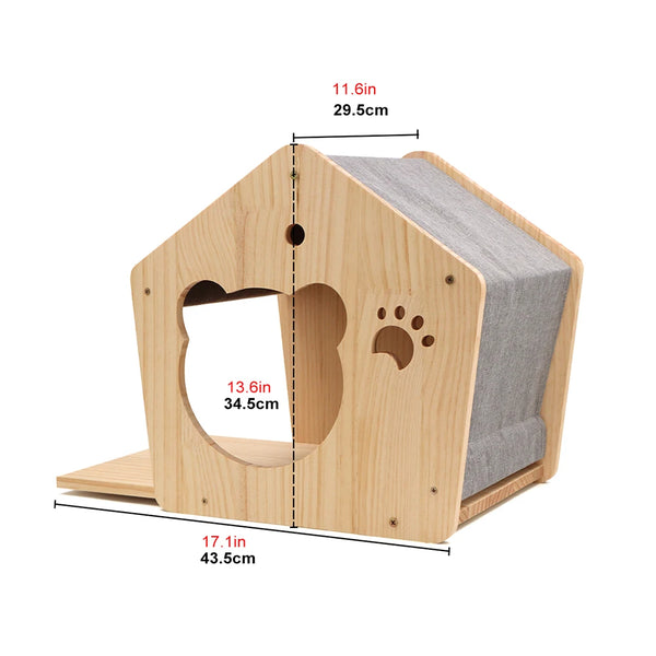 Pawsh Comfort™ Wall-Mounted Wooden Cat Tree – Shelves, Scratching Posts, Climbing Perches, Hammock, Steps & Ladder - Image 28