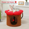 Cat Beds for Indoor Cats, Large Cat House with Removable Flower Cat Bed, Cute Cat Cave Cat Hideaway, Indoor Cat House Condo - Image 3