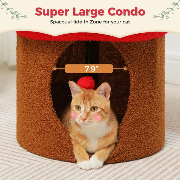 Cat Beds for Indoor Cats, Large Cat House with Removable Flower Cat Bed, Cute Cat Cave Cat Hideaway, Indoor Cat House Condo - Image 14