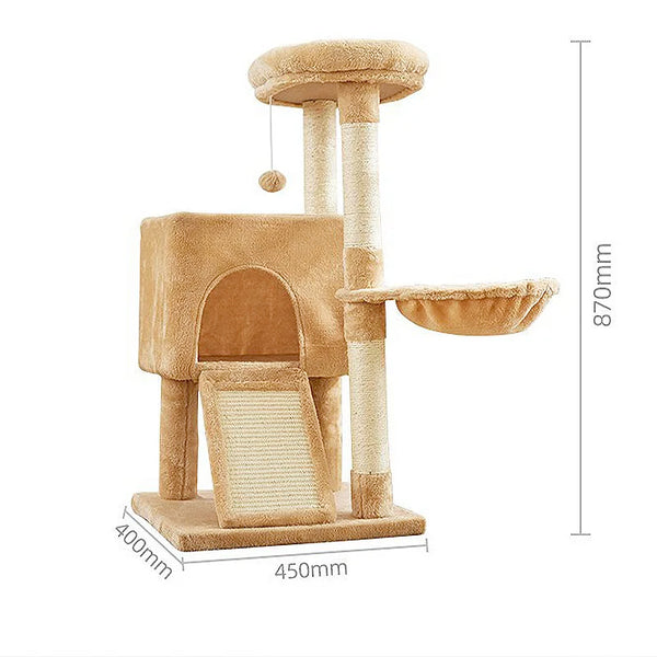 Pawsh Comfort™ Luxury Cat Tree – Double Condos, Spacious Perch, Hammock, Fully Wrapped Sisal Scratching Posts & Dangling Balls - Image 4