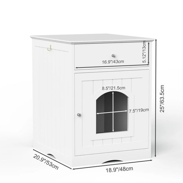 Wooden Pet House Cat Litter Box Enclosure with Drawer, Side Table, Indoor Pet Crate, Cat Home Nightstand - Image 5