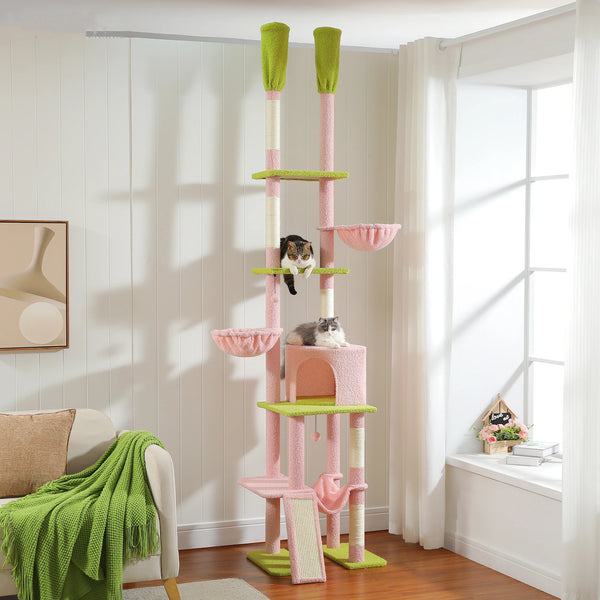 Pawsh Comfort™ Adjustable Floor-to-Ceiling Cat Tree – Tall Indoor Tower with Sisal Scratching Post, Cozy Condo, Hammock & Cat Toys - Image 5