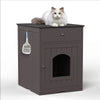 Wooden Pet House Cat Litter Box Enclosure with Drawer, Side Table, Indoor Pet Crate, Cat Home Nightstand - Image 13