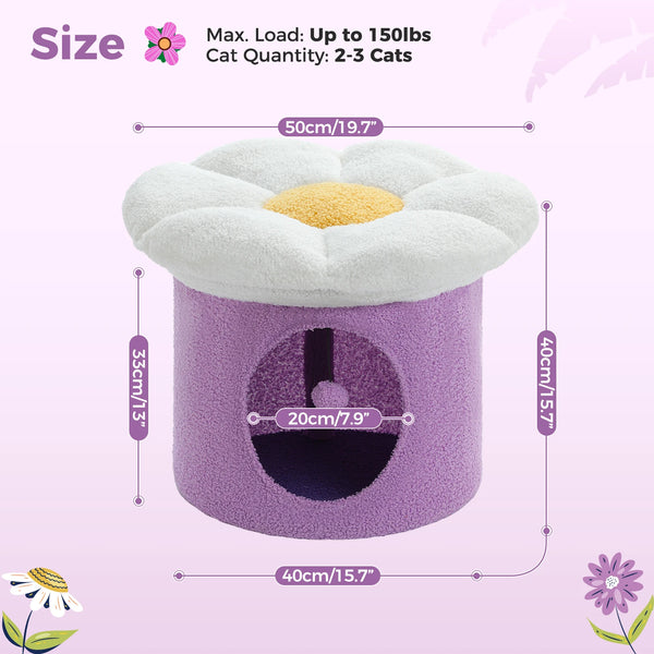 Cat Beds for Indoor Cats, Large Cat House with Removable Flower Cat Bed, Cute Cat Cave Cat Hideaway, Indoor Cat House Condo - Image 7