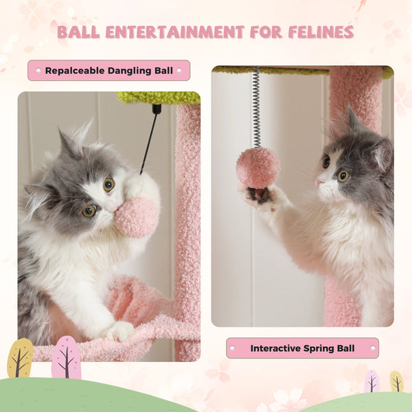 Pawsh Comfort™ Adjustable Floor-to-Ceiling Cat Tree – Tall Indoor Tower with Sisal Scratching Post, Cozy Condo, Hammock & Cat Toys - Image 9
