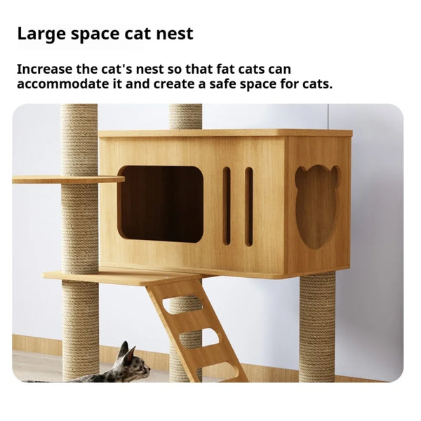 Pawsh Comfort™ Cat Climbing Frame Tower for Large Cats – Large Hammock, Sisal-Covered Scratching Posts, Cozy Condo & Top Perch - Image 6