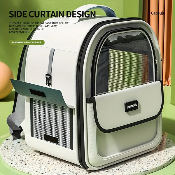 Pawsh Comfort™ Breathable Grid Design Cat Backpack – Large Capacity, Comfortable, Foldable & Portable Pet Supply Carrier - Image 12
