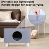 Cat Nest, Pet House Bench, Wood Pet House Cat Cave with Mat, Pet House Foot Rest Stool with Cushion, Cube House for Cats dogs - Image 5