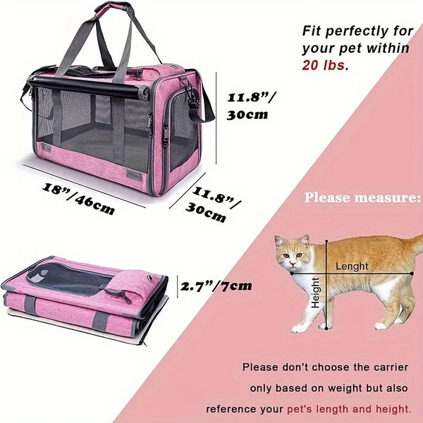 Pawsh Comfort™ Soft-Sided Pet Carrier for Large & Medium Cats – Spacious Carrier for Big Cats, Medium Cats & Puppies - Image 10