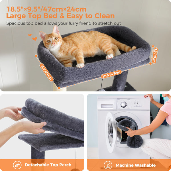Cat Tree with Toy Cat Tower condo for Indoor Cats Cat House with Padded Plush Perch Cozy Hammock and Sisal Scratching Posts - Image 27